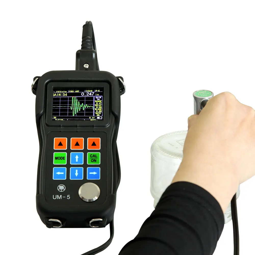 Yushi UM-5D Ndt ab مقياس سمك Ut في وضع Echo Echo مع محول طاقة مزدوج العنصر