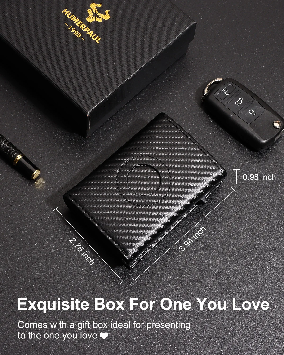 Carbon Fiber Mens Airtag Wallet RFID Blcoking Pop Up Aluminum Card Holder Slim Male Smart Front Pocket with Banknote Compartment