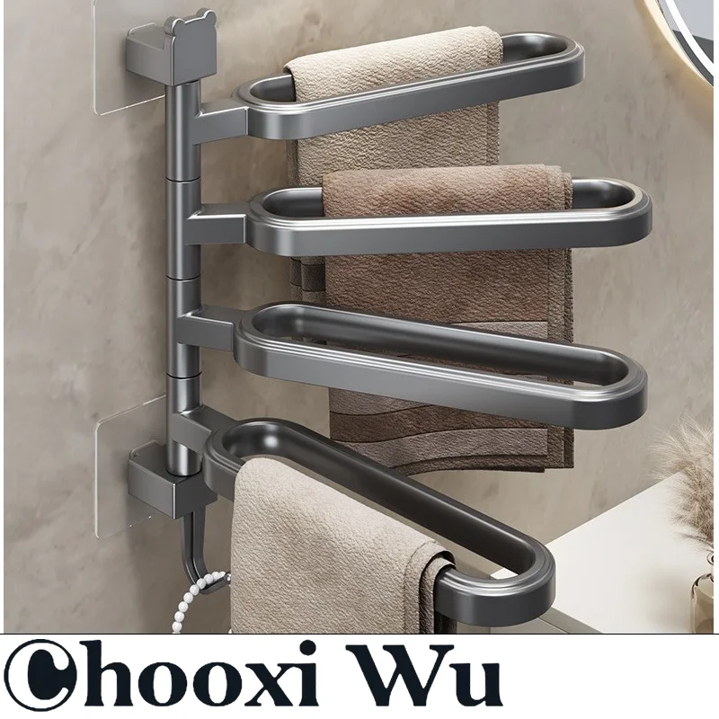 CHOOXIWU-Bathroom rotating towel rack can rotate 180°, bathroom wall-mounted towel rack