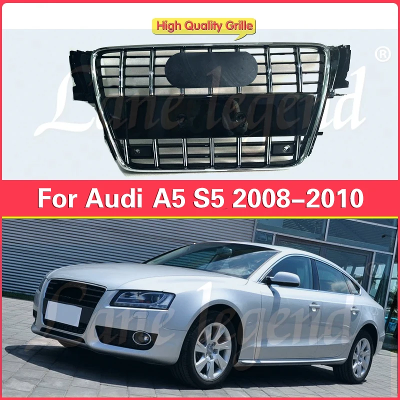 

Modified Auto Grille For Audi A5 2008 2009 2010 Front Grill ABS Racing Grills Front Bumper Grilles Mesh Cover