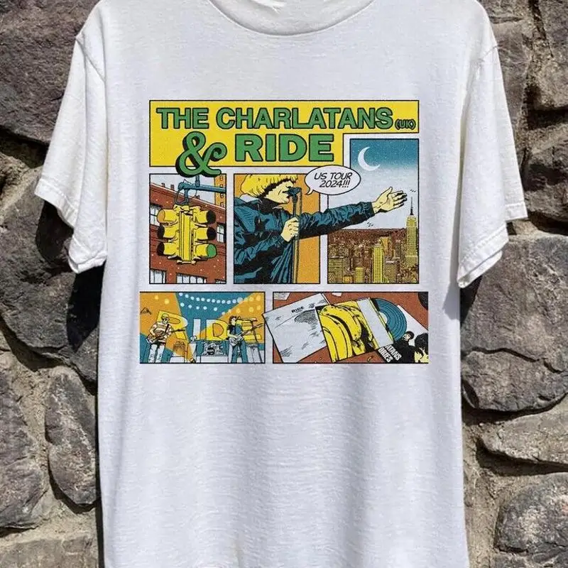 

Ride and The Charlatans 2024 US Tour For Fan S to 5XL T shirt GC1996