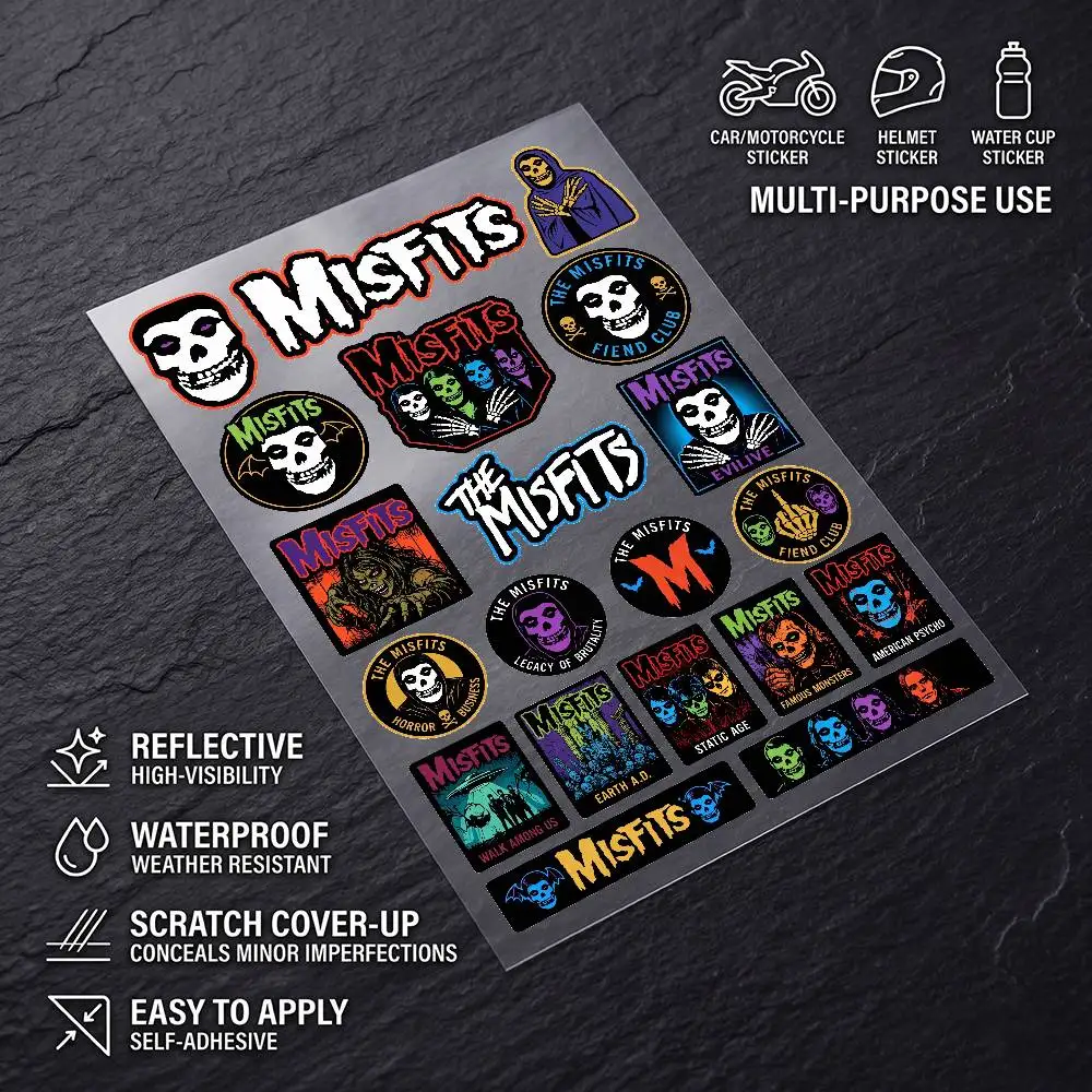 M-isfits Universal Multi-Purpose Reflective Waterproof Stickers Scratch Conceal For Auto Bike Helmet Mug Fridge Decoration