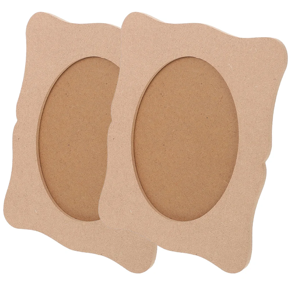 

2pcs Diy Blank Wooden Picture Frames Unfinished Photo For Handmade Painting Natural Craft Art Projects Durable Wood Frame