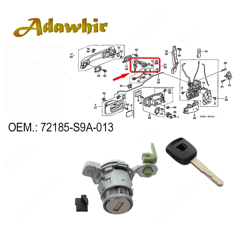 

Цилиндр замка передней двери автомобиля Honda Cr-V Element