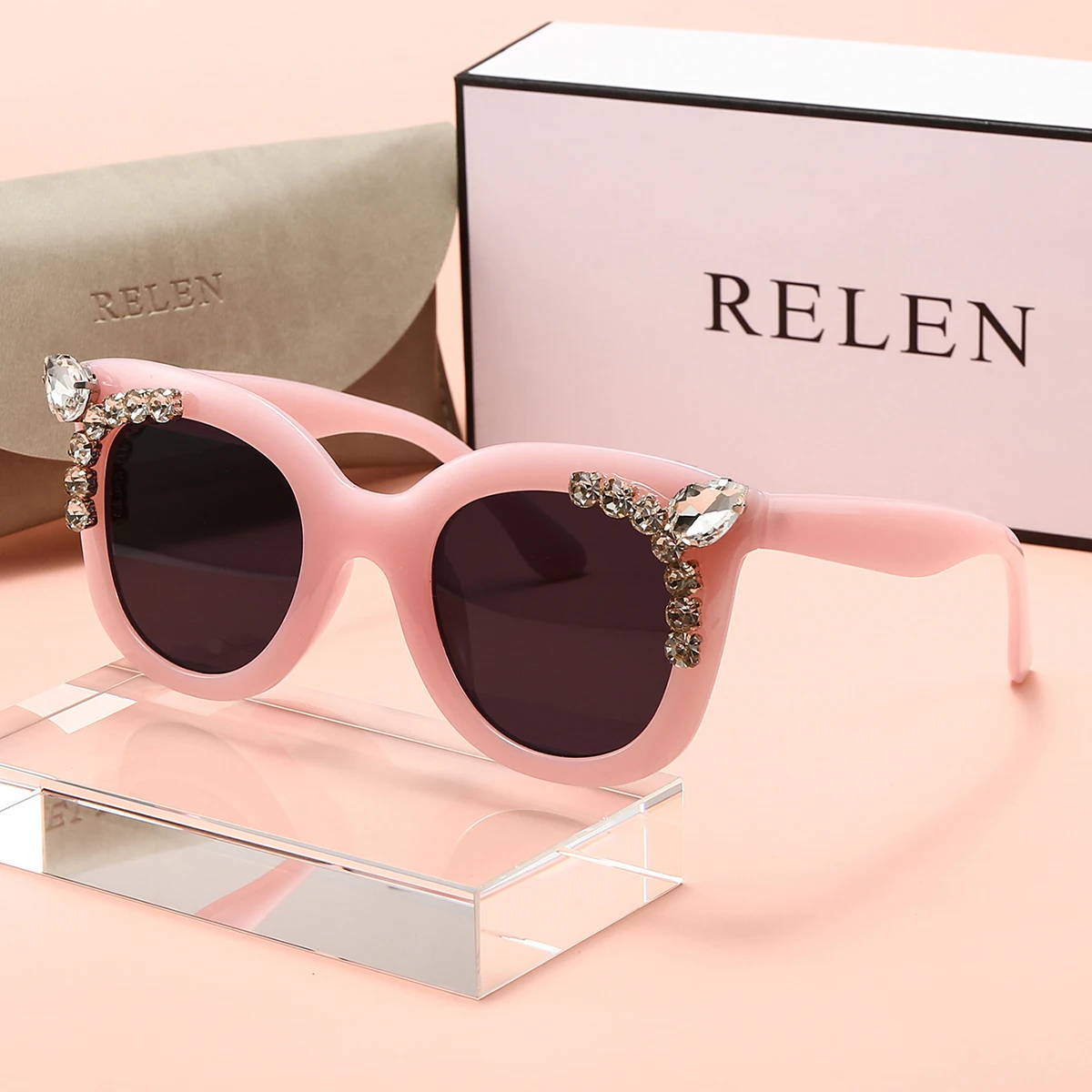 

Relen 1 шт. женские и мужские модные декоративные очки новый бренд дизайн круглая оправа со стразами уникальные повседневные универсальные индивидуальные бутик модные темпераментные очки