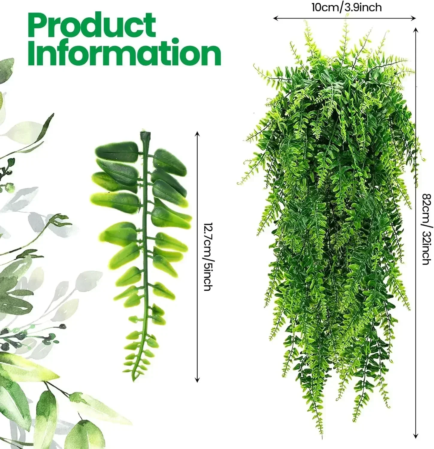 96 Pcs Artificial Hanging Plants 32 Inch Hanging Boston Ferns Plastic Fake Plants for Wall Room Garden Wedding Garland Indoor