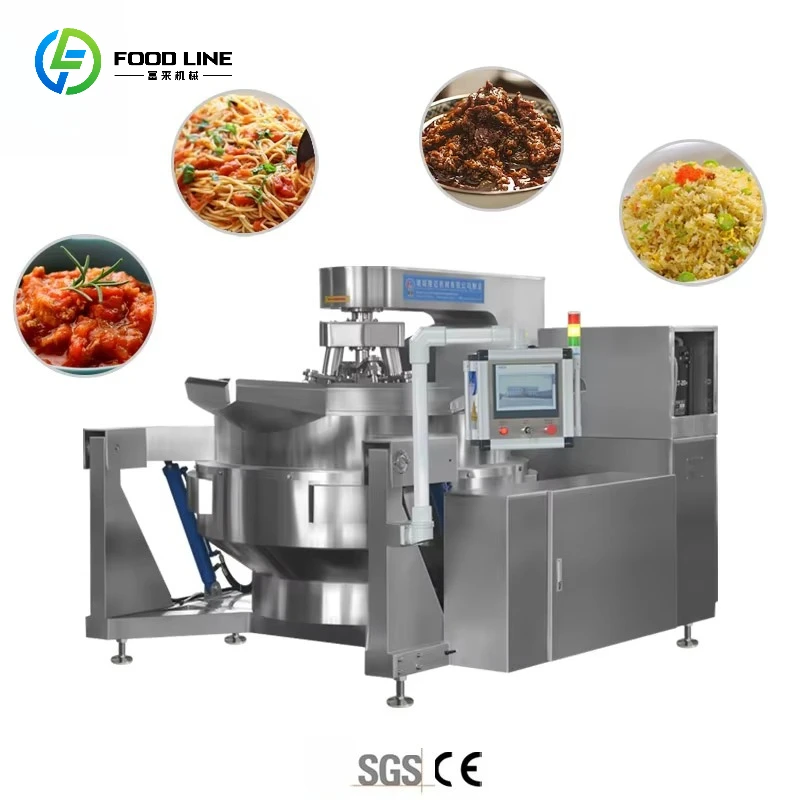 Automatic Tilting Planetary Gas Electric Food Cooking Mixing Machine Sauce Jacketed Kettle Cooking Pot With Mixer Customized