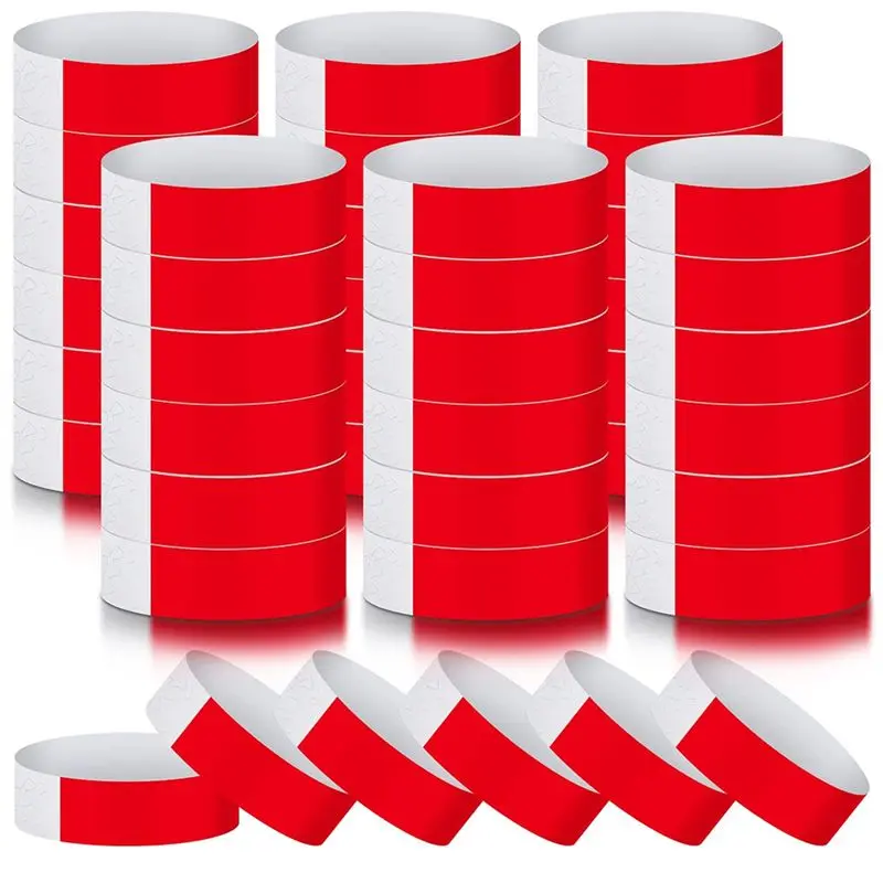 

ABZZ-600Pcs Waterproof Hand Bands Wrist Bands For Events Concert Adhesive For Party Red