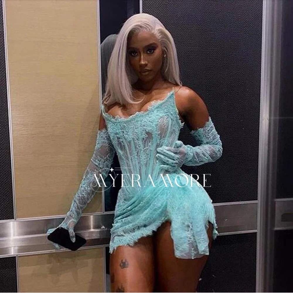 

Sexy Lace Short Prom Dresses with Gloves Strapless Birthday Dress Corset Cocktail Party Gown Vestidos De Gala Customized
