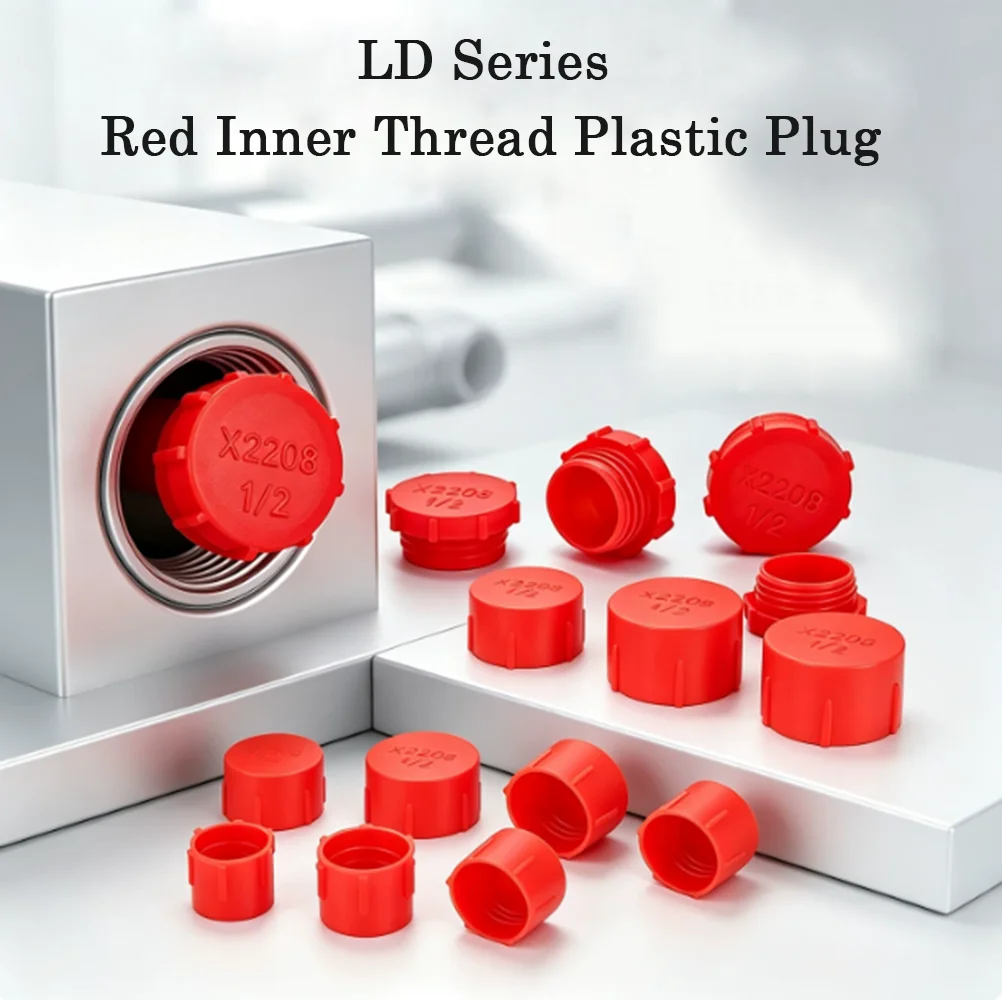 LD-G1/8-3 LD Series Red Inner Thread Plastic Plug Waterproof Dustproof Protective Cap Anti Rust Screw Hole Seal Protection Plug