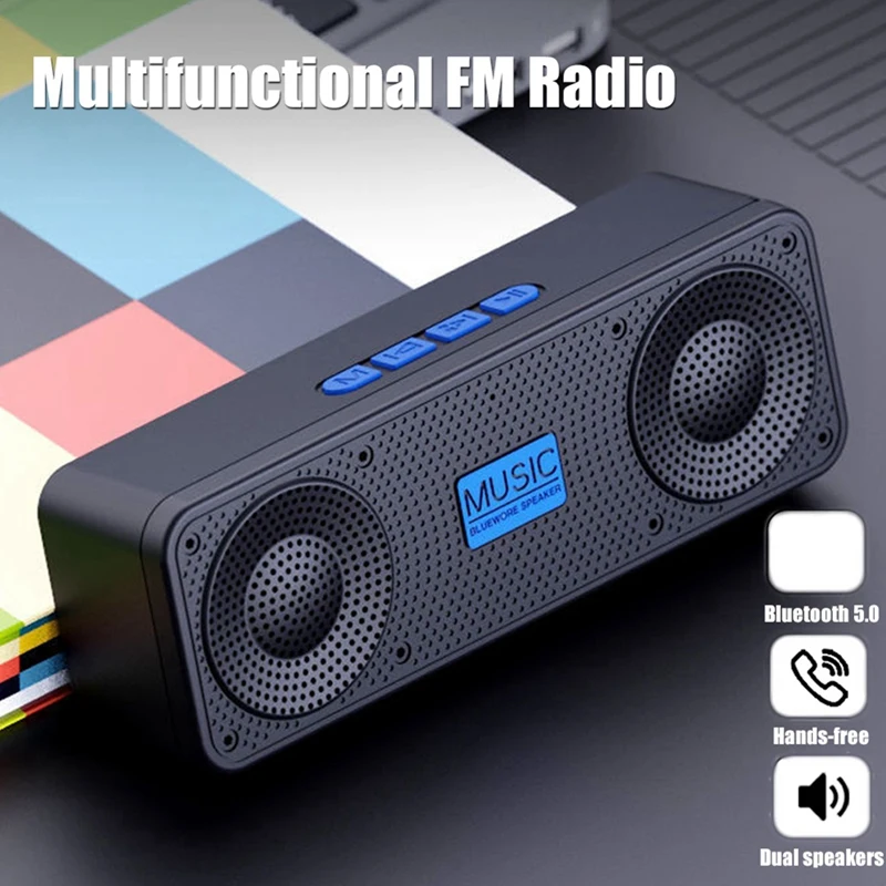 Portable FM Radio Wireless Bluetooth 5.0 TWS Speaker Support TF Card U Disk USB Charging Radio Reusable A
