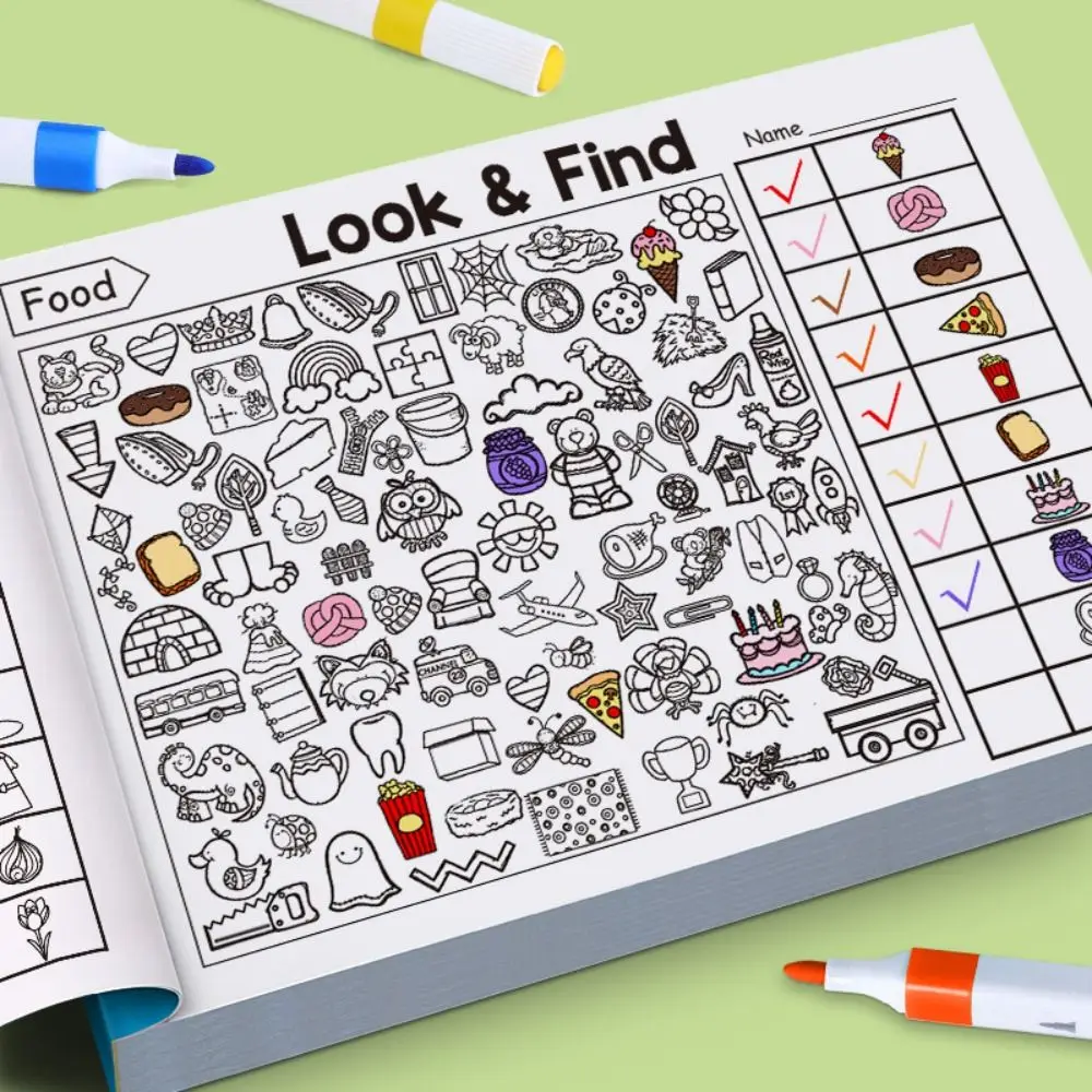 Look and Find Children's Search for Items Game Focus and Attention Visual Perception Fun Coloring Book 32 Pages
