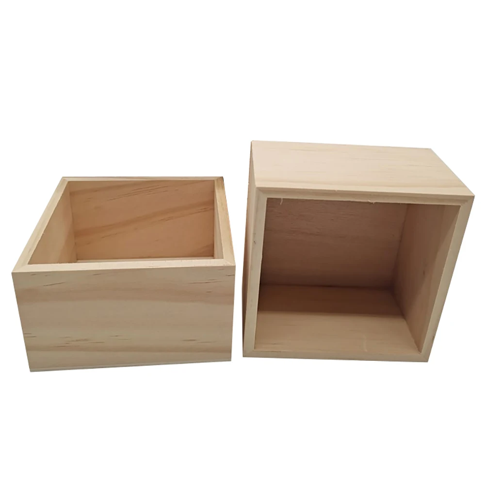 

2Pcs Wood Storage Boxes Vintage Style Large Capacity Home Organizer Sundries Storage Case Simple Gift Packing Box