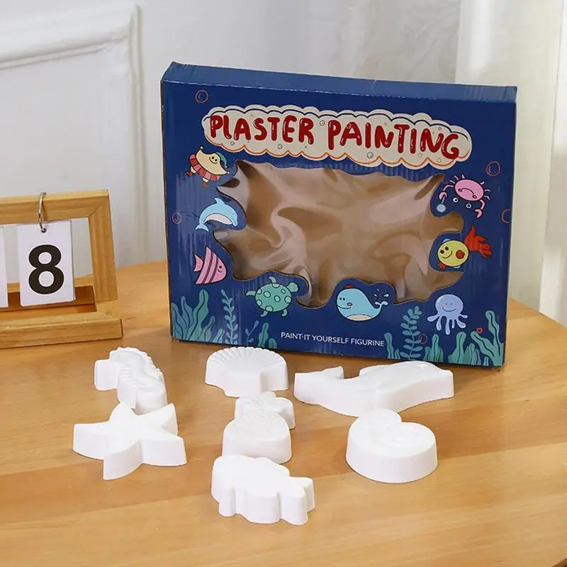 Juego de juguetes de pintura de yeso 3D, piedras de yeso, juego de pintura artesanal, pinta tus propias figuras, Kit de pintura de artes y manualidades para niños con 7