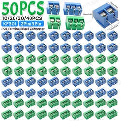 10-50Pcs PCB Mount Screw Terminal Block Connector Straight Pin 2P 3P KF301 Spliced Screw Terminals Block Connector for Arduino