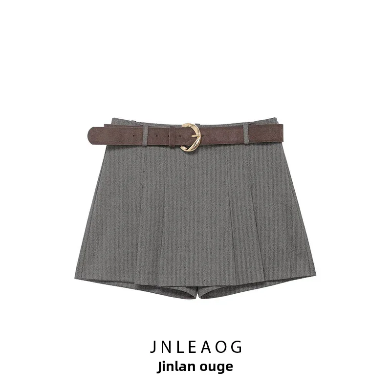 

Модная женская плиссированная юбка с поясом, высокая талия, французский стиль, полиэстер, несминаемая, свободный крой, осень 2025