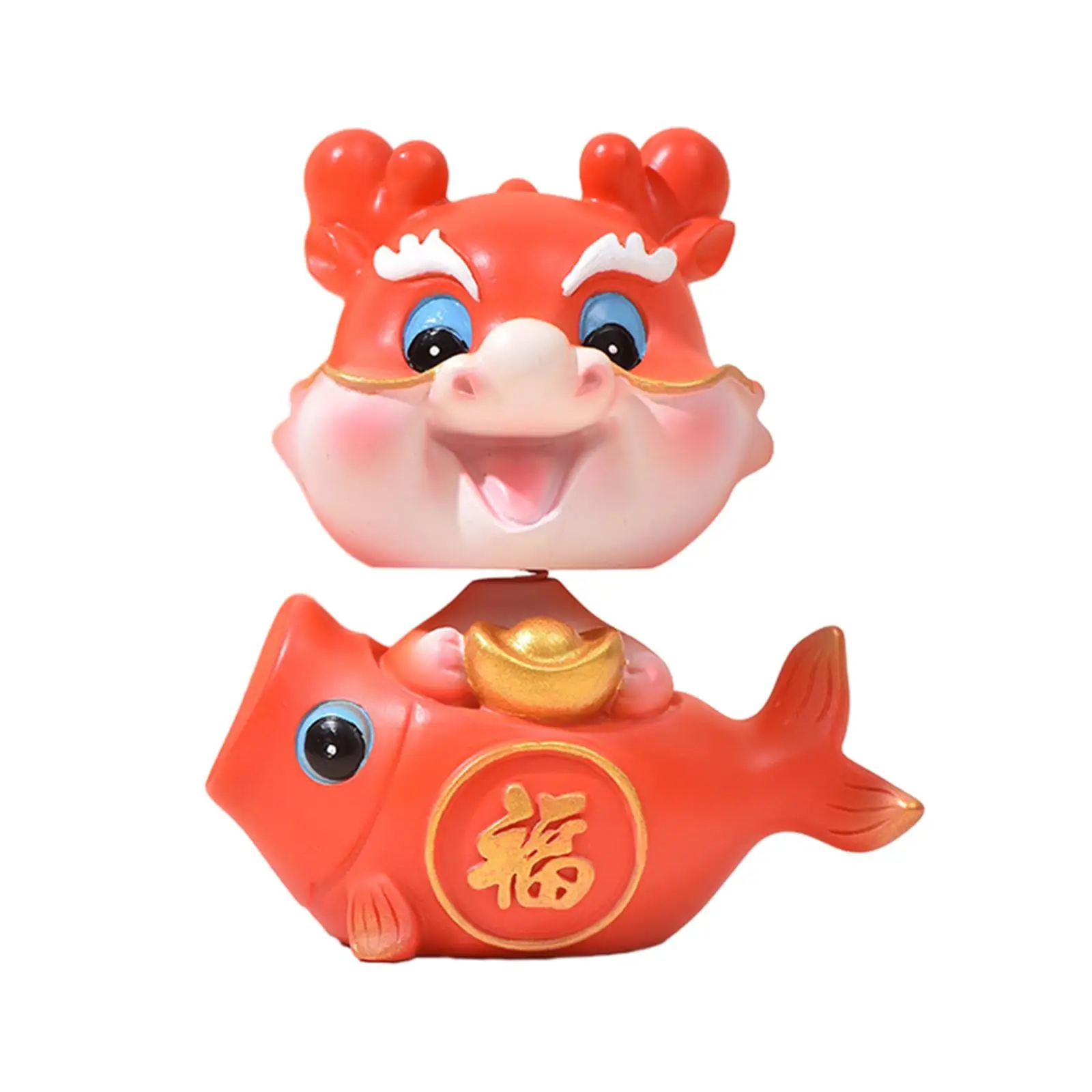 Chinese New Year Dragon Figurine Shaking Head Ornament Fengshui Statue Adorable Handmade for Living Room Lightweight