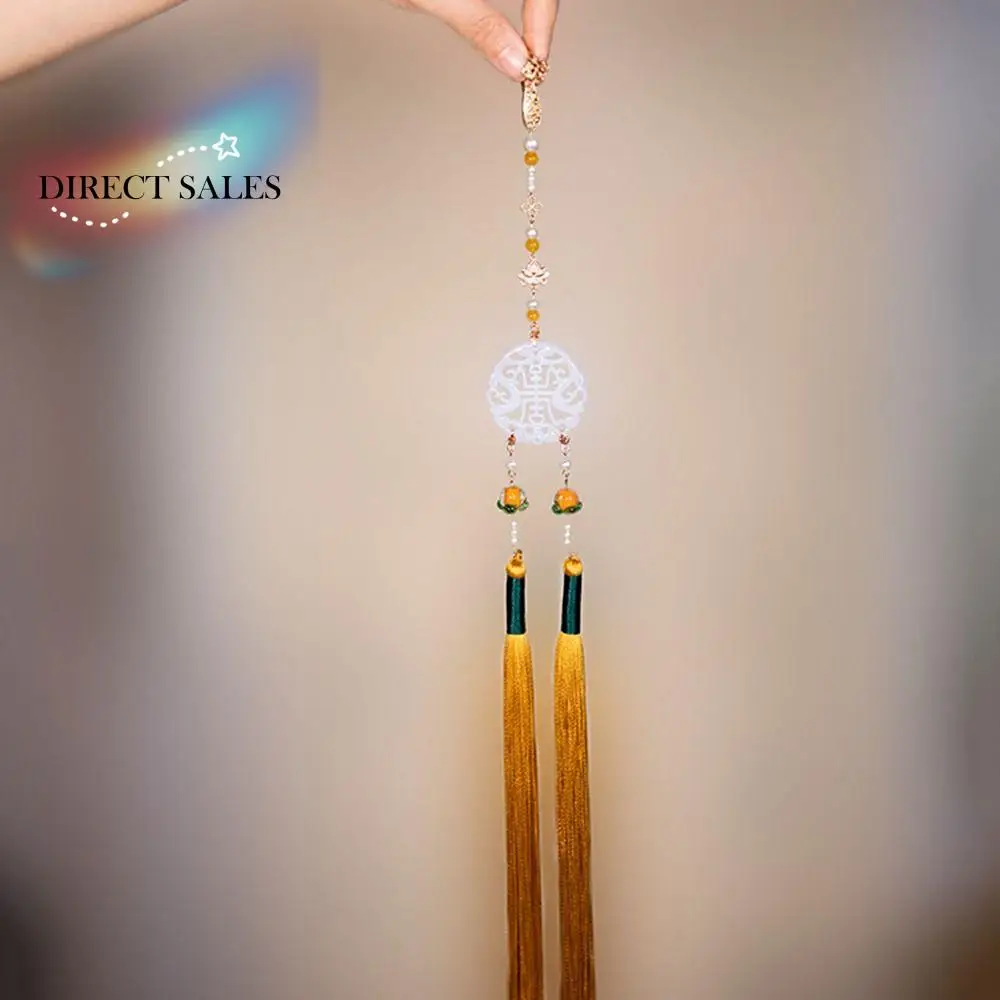Çin Tarzı Yeşim Kolye Boncuk Püskül Geleneksel Tibet Retro Bel Kolye Çok Yönlü Vintage