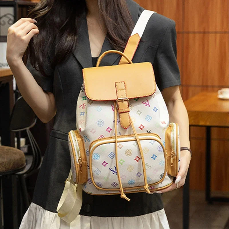 حقيبة ظهر نسائية عصرية بنمط مطبوع كاجوال برباط حقيبة مدرسية للاستخدام اليومي للتنقل للسيدات