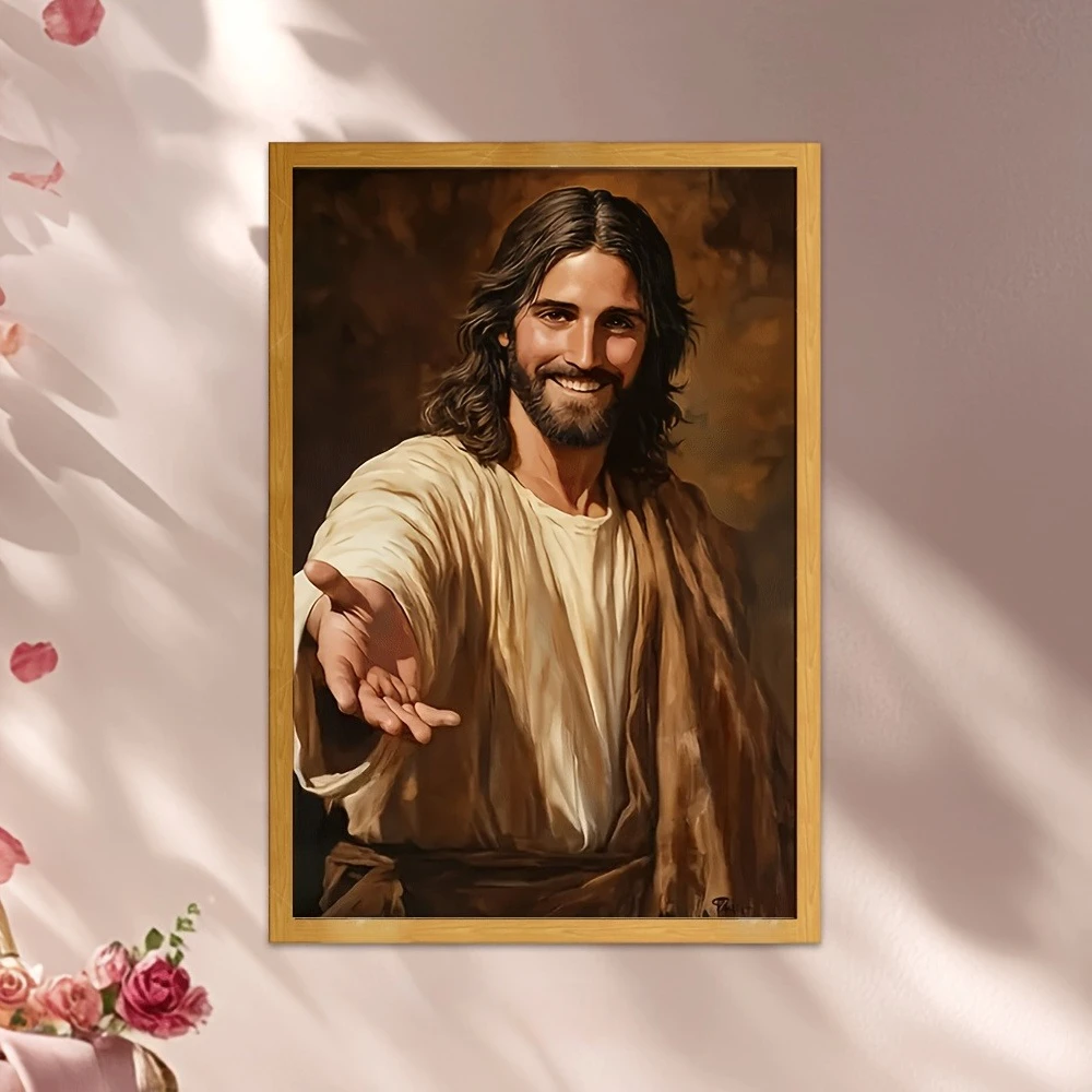 1pc Jesus Pointing Finger at Viewer Canvas Painting - Unframed Vertical Wall Art, Modern Classic Abstract Religious Decor for