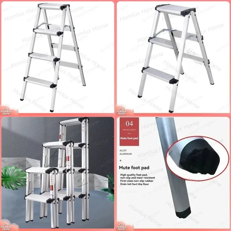 Multifunctional Folding Telescoping Ladder Aluminum Alloy 2 Step 3 Step 4 Step Household Ladder Lightweight Portable