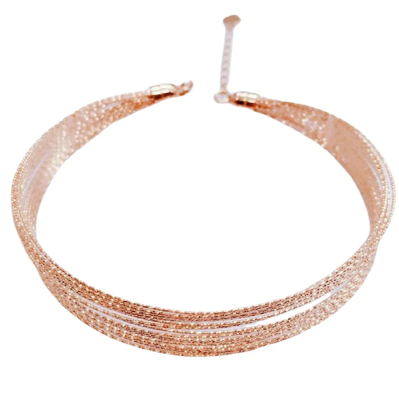 Classic Multi Layered Shiny Circle Bracelet for Women 585 Purple Gold Plated 14K Rose Gold Hollow Out Charm Bangles Jewelry