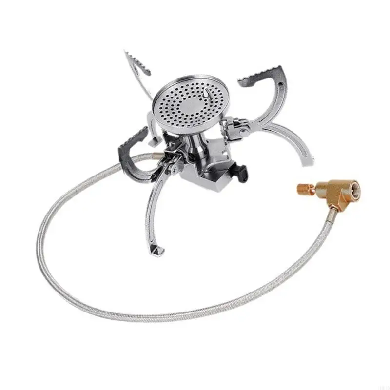 Pressure-Regulated Camp Stove with Remote Gas Connection, Folding Pot Stands, and Controlled Heat for Outdoor Meal 69HD