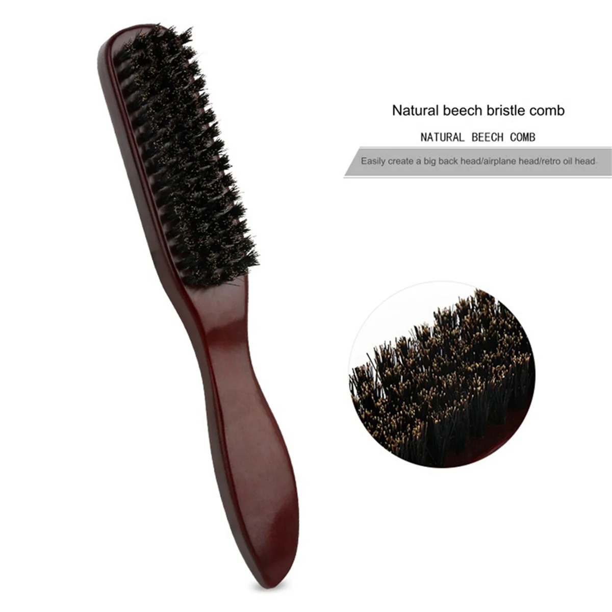 Brush for Smoothing Hair, Boar Hair Brush,for Women and Men Hair Brush Barber Beard Brush Dark Red