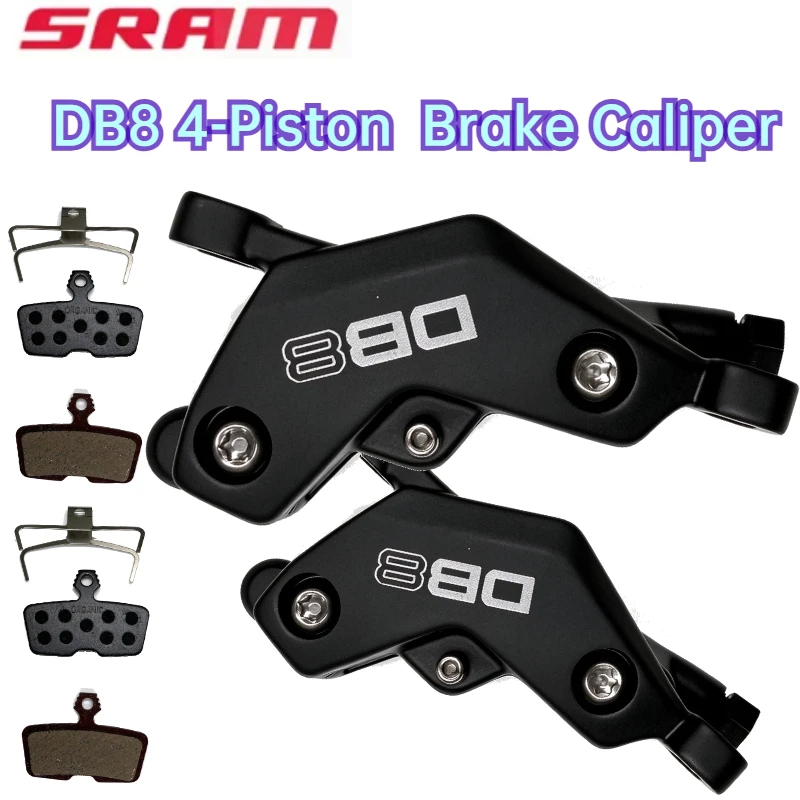 SRAM DB8 4-Piston Hydraulic Brake Caliper, Forged Aluminum Post Mount Caliper, Use Code Brake Pads for MTB Trail Enduro