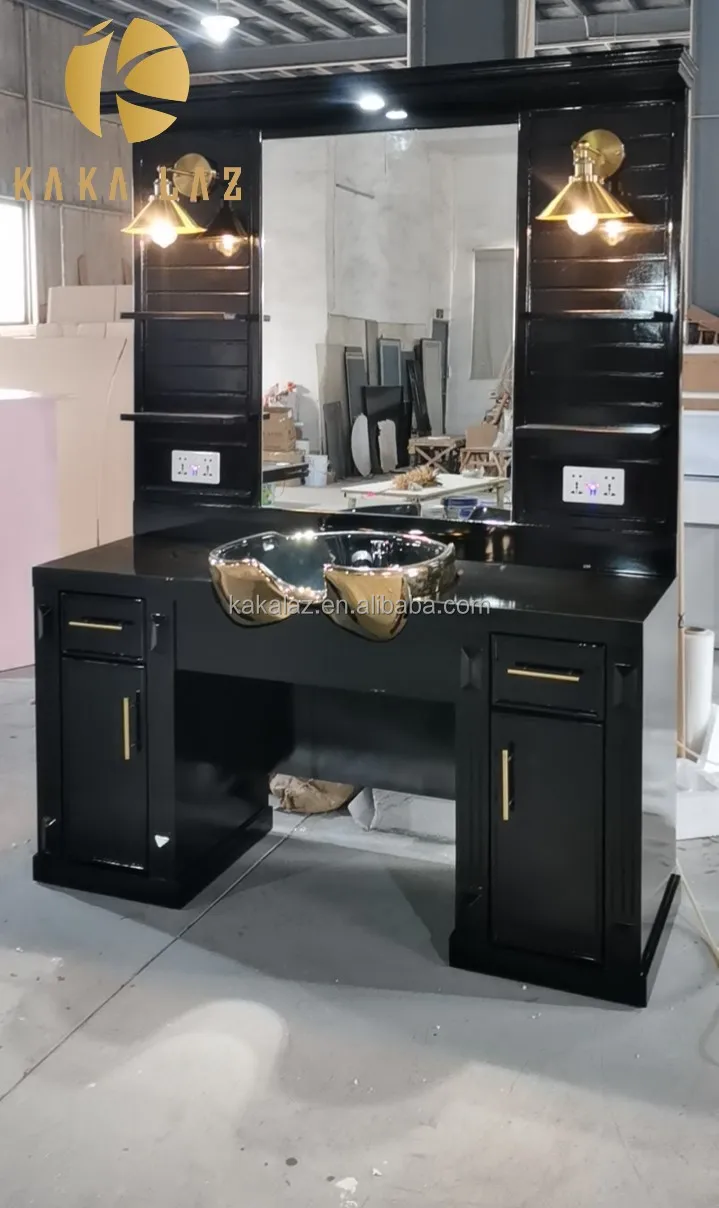 Estação do espelho lateral único dos mobília do salão de beleza das estações do barbeiro com unidades de lavagem