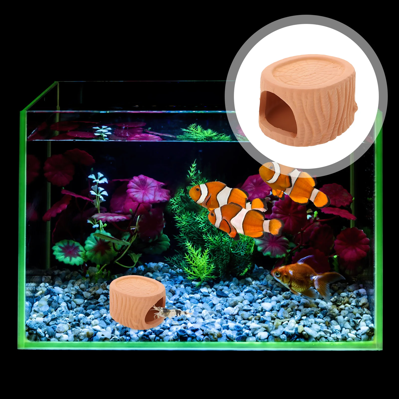 

2Pcs Handcrafted Ceramic Aquarium Cave Hideout for Fish Tank Decor Simulation Stone Landscape Shelter for Shrimp and Small Fish