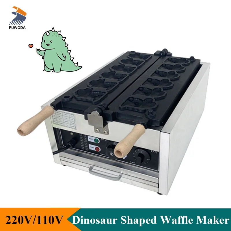 Electric Waffle Maker 6pcs Chubby Dragon Shape Waffle Mini Dinosaur Waffle Baking Machine Commercial or Household