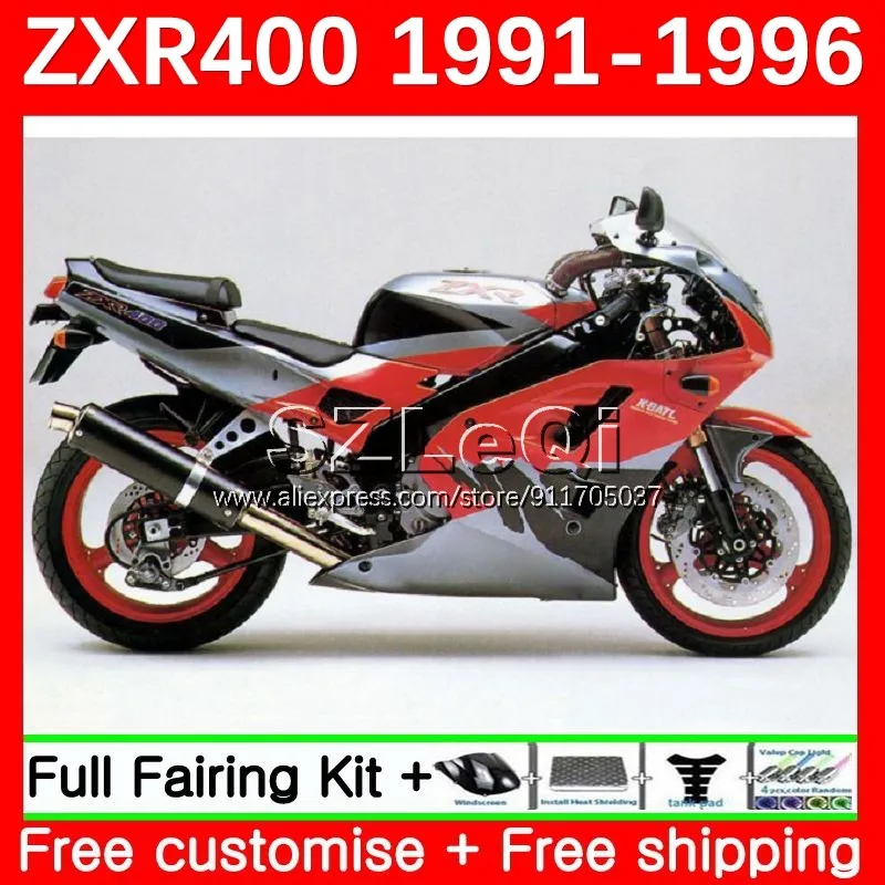 ZXR400 For KAWASAKI NINJA ZXR-400 ZX-4R ZXR 400 91 92 93 94 95 96 97No.70 ZX4R Silvery red 1991 1992 1993 1994 1995 1996 Fairing