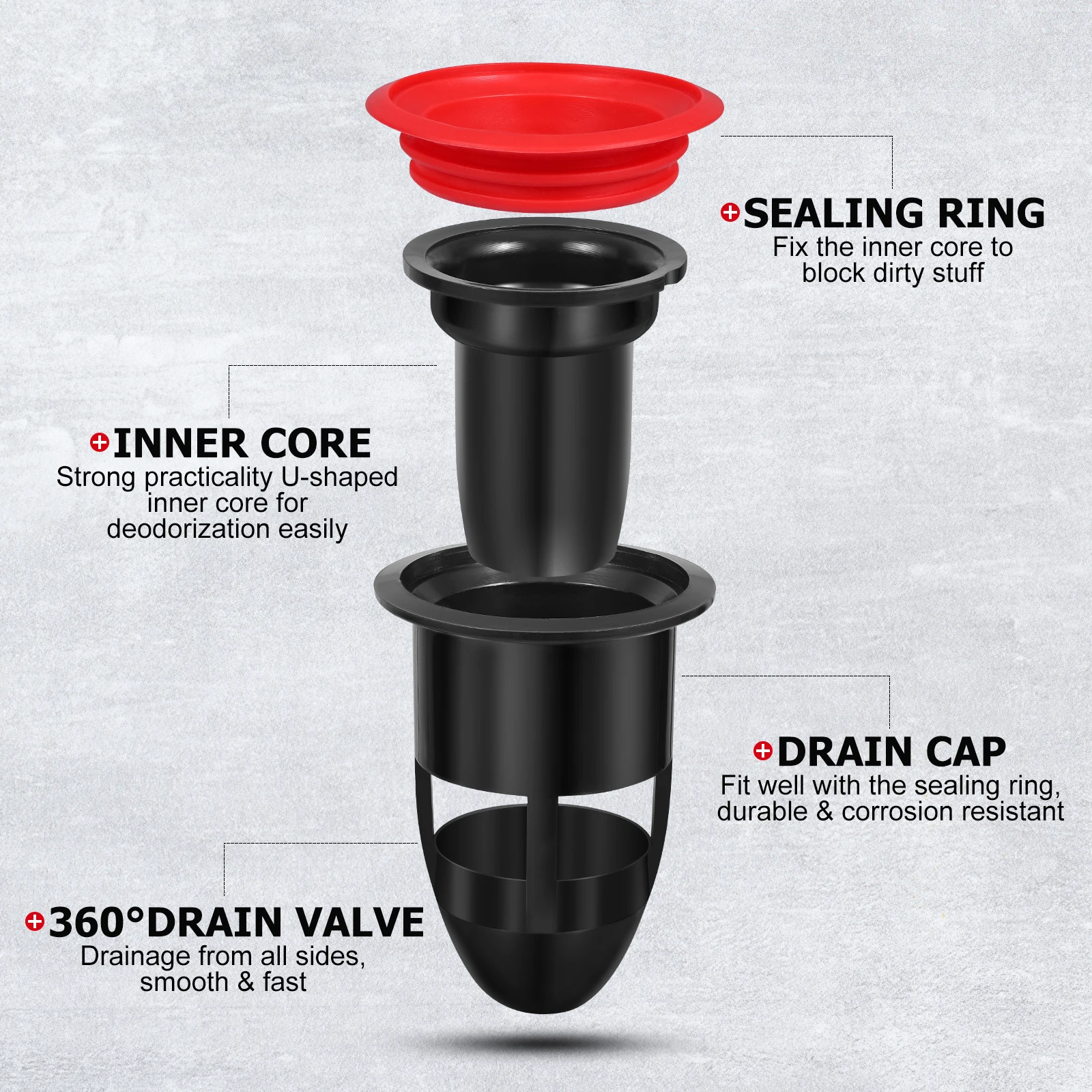 

2 шт. сливной сердечник для пола, прочный портативный туалет для ванной комнаты, против запаха, большой объем, быстродействующий слив, уплотнение, сливная пробка для душа