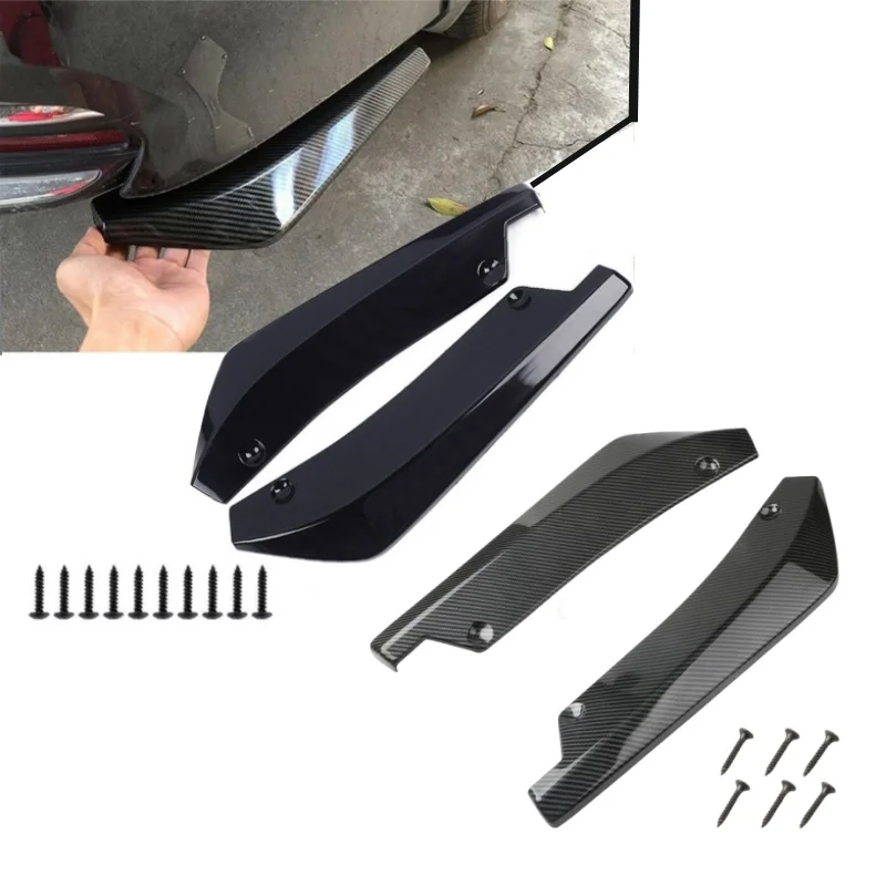 2P Rear Bumper Lip Diffuser Splitter Universal Car Spoiler Side Skirt Extension Protector Kit Auto Accessories Exterior Styling