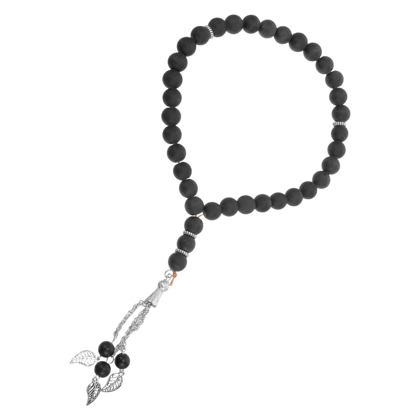 سبحة صلاة المسلمين سلسلة خرز زجاجي مسبحة سوداء متانة قوية سطح أملس لمسة نهائية لامعة مناسبة للصلاة يوميًا