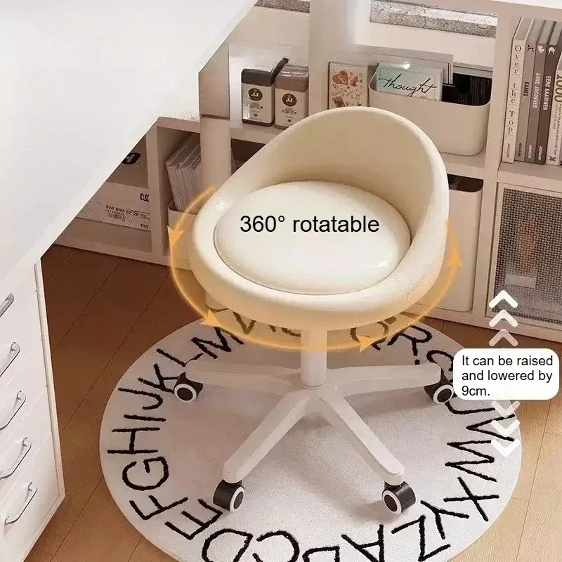Makeup Chair for Girls, Soft-back Dressing Stool, Cream Style Manicure Chair