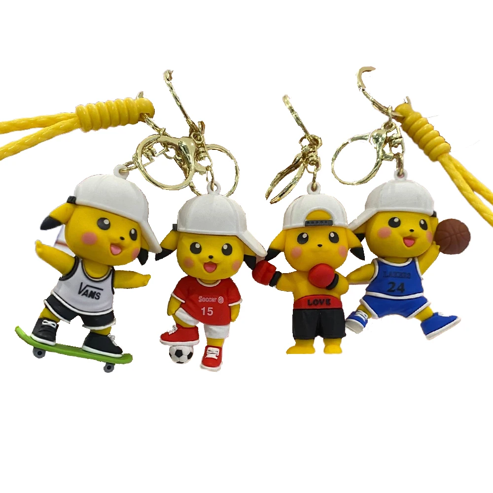 

НОВЫЙ брелок Pikachu Sports Series, скейтборд, баскетбол, бокс, футбол, рюкзак Пикачу, подвеска, автомобильный брелок, подарок другу