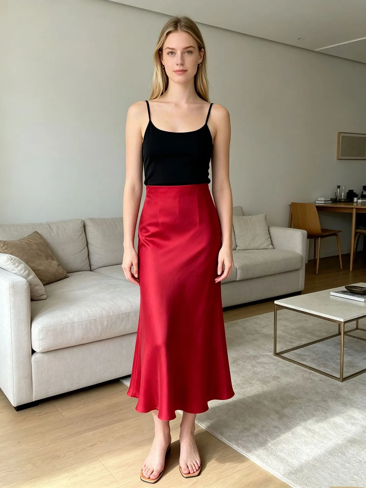 Women 100% Mulberry Silk Midi Skirt 20MM Sand Washed Satin Bias Cut High Waist Flared Long Skirts Vintage Burgundy Slip Skirt