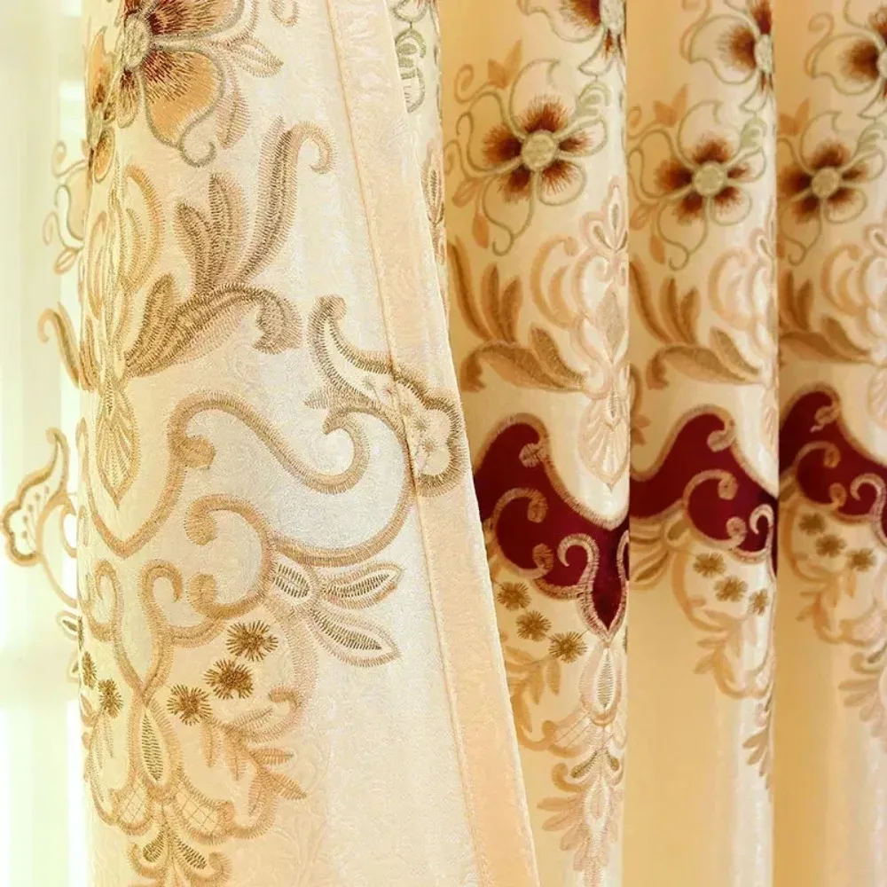 European Style Embroidered Applique Finished Blackout Curtains For Living Room Dining Bedroom Luxury Window Room Customize