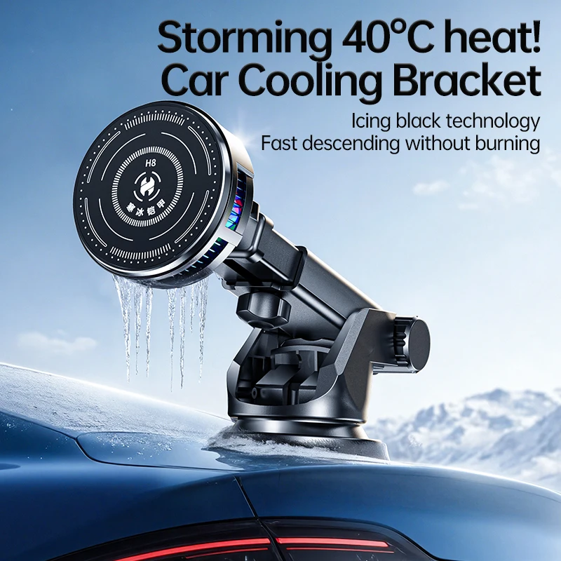 Универсальная автомобильная присоска, магнитное полупроводниковое охлаждающее крепление для телефона, RGB-подсветка, 3-уровневая регулировка для iPhone 16, 15, 14, 13, Samsung