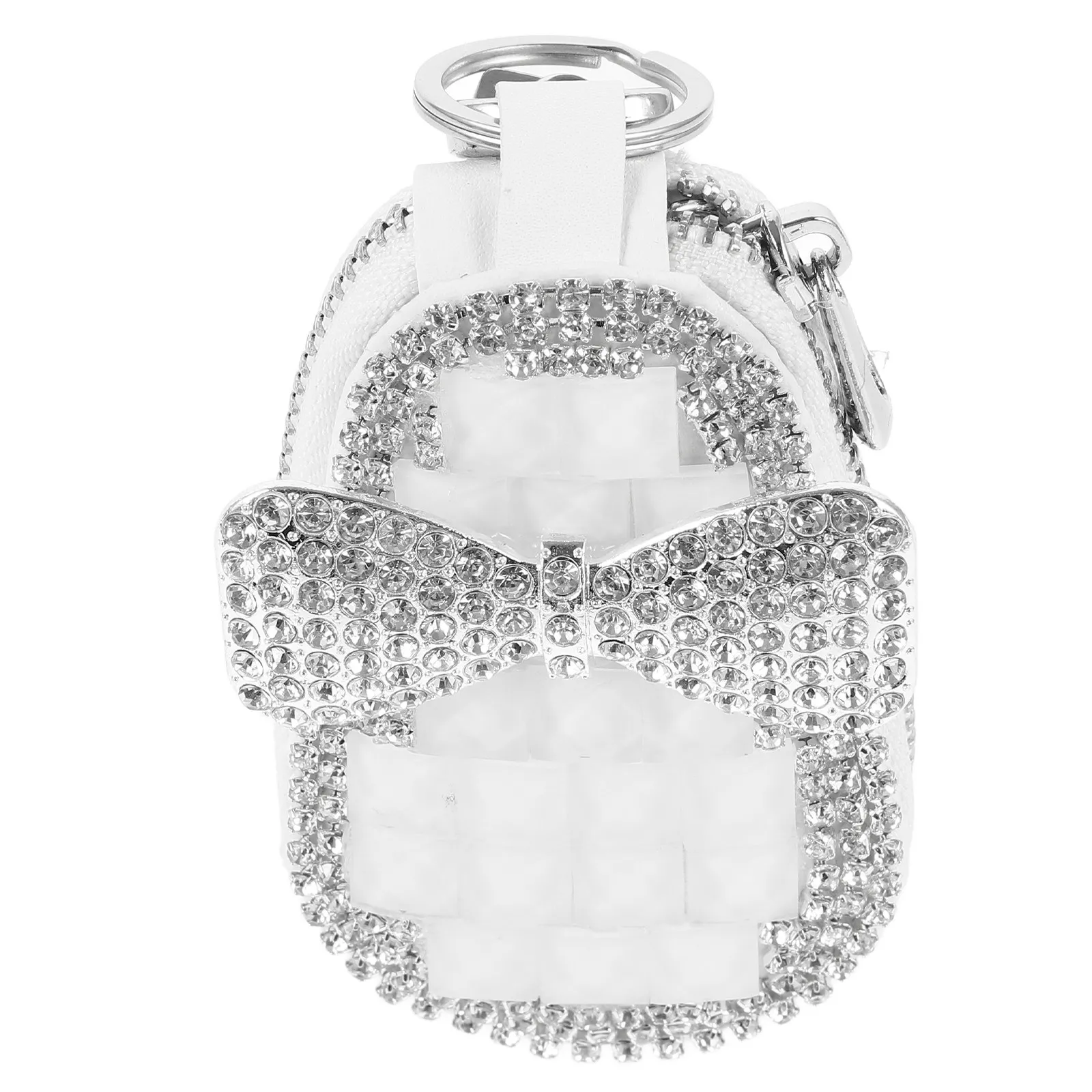 Rhinestone Car Key Bag Portable Soft Lining Zipper Closure Scratch Protection Stylish Vehicle Key Case Keychain Pouch for Adults