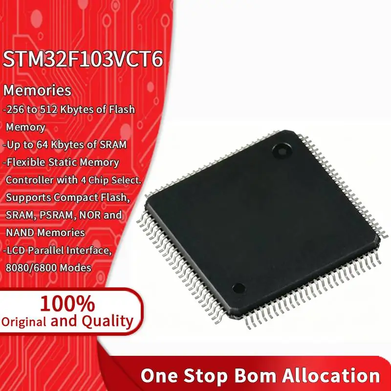 STM32F103VCT6 256KB Flash MCU LQFP100 Microcontroller For Sensor Acquisition Circuit Main Control Board STM32F103 Series IC Chip