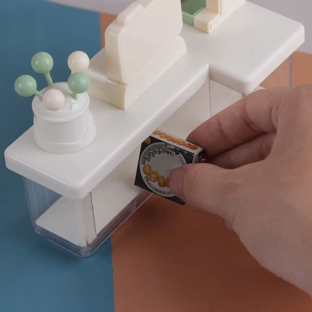 Yazarkasa Dollhouse Minyatür Kasiyer Ödeme Yeniden Kullanılabilir Mini Kasiyer Sayacı Oyuncaklar Simülasyon Lolipop Aperatif Rafı