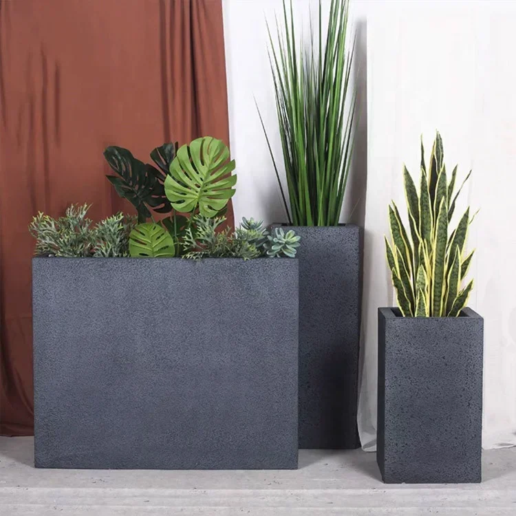 

Classical Gray Sandstone Rectangle Flower Planter Box For Garden Decoration