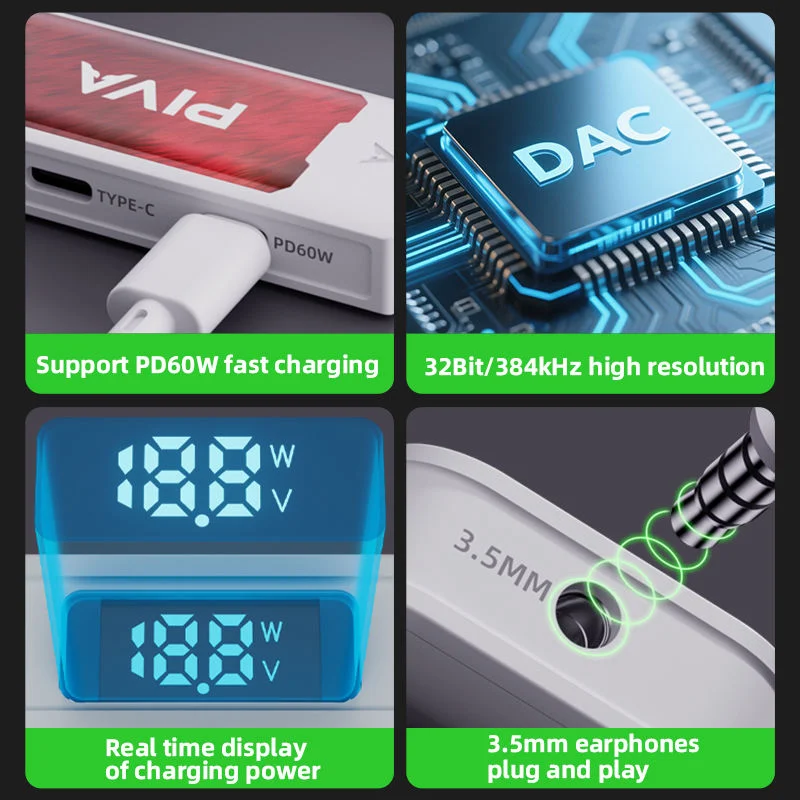 Piva G41/31 Type-C Adapter for PUBG Gaming Earphones Fast Charging Interface Expansion Compatible with Apple Phones And Tablets