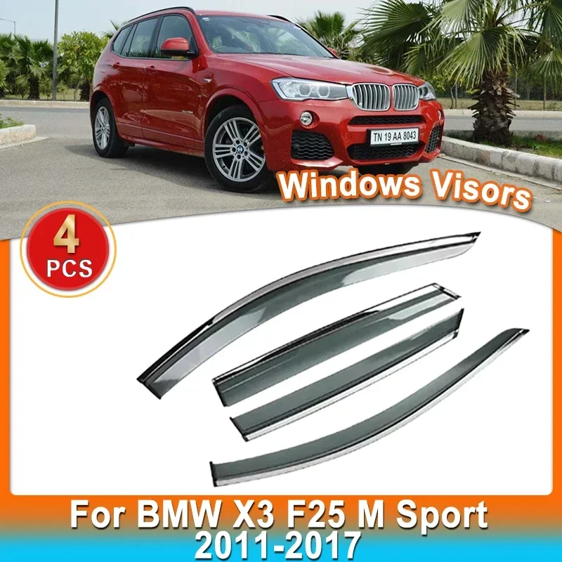 For BMW X3 F25 M Sport 2011 2012 2013 2014 2015 2016 2017 Car Window Visor Sun Rain Guard Weather Shield Wind Deflector Shields