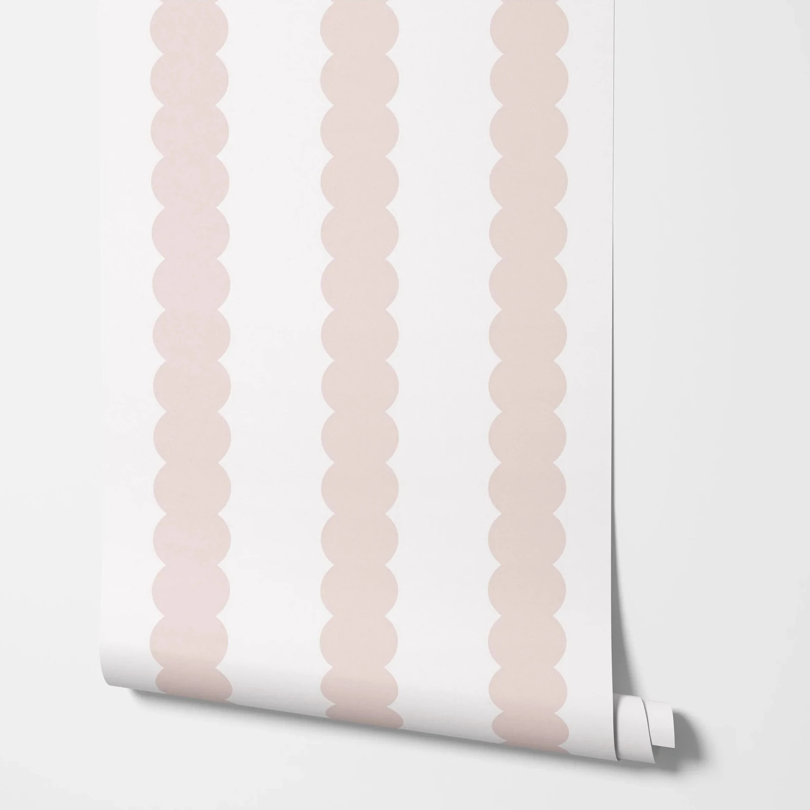 Pink Bubble Stripe Peel & Stick Wallpaper, Abstract Dusty Pink and White Modern Wall Mural For Kids Room,Self-adhesive/Tradition
