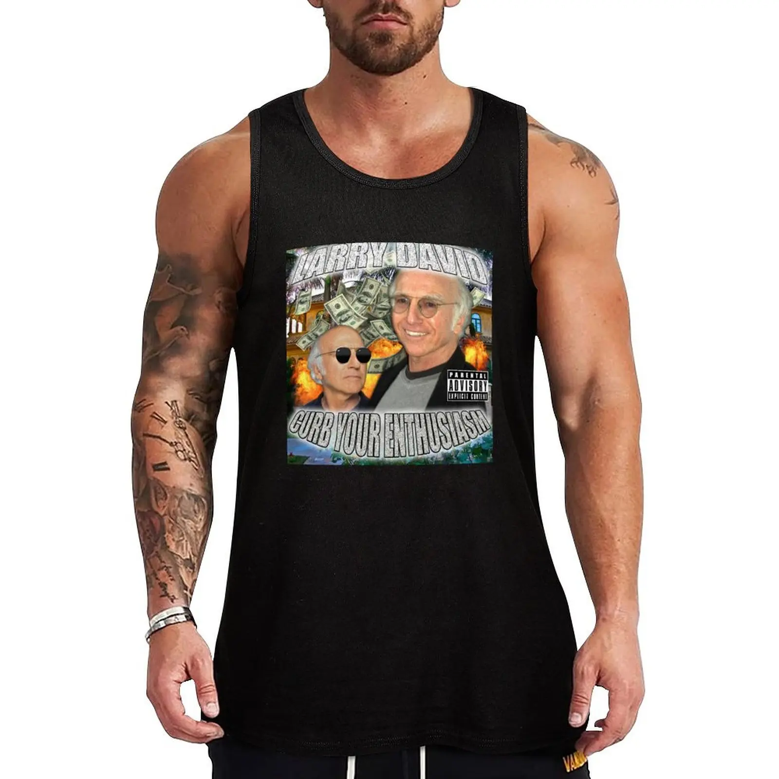 

LARRY DAVID Tank Top Geometric Print Tank Top Modern Graphic Sleeveless