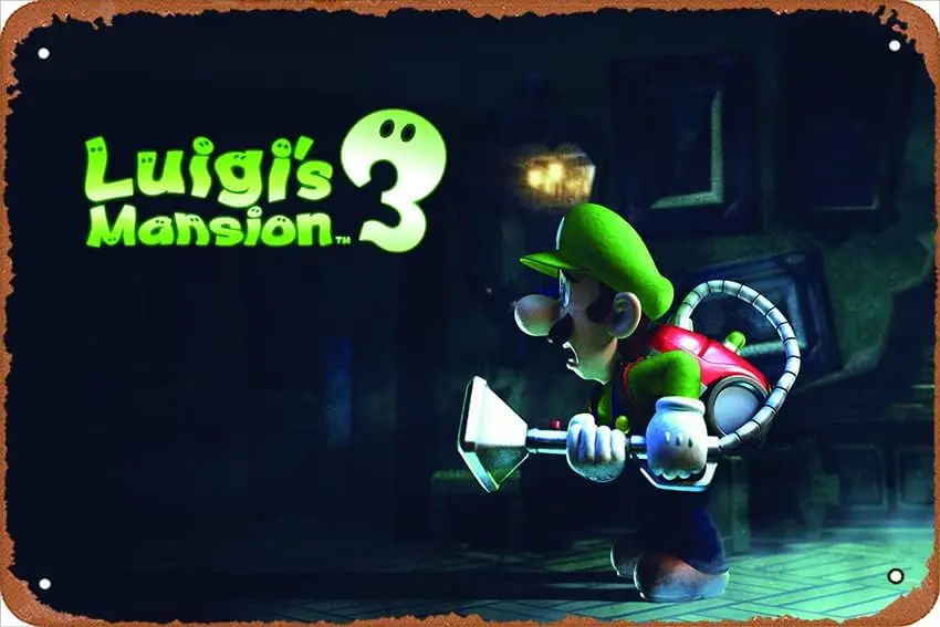 Luigis Mansion 3 Video Game Metal Tin Sign Wall Art Decor Garden Bar Cafe Poster 8x12 Inches